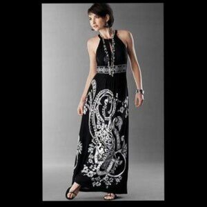 White House Black Market Graphic Floral Maxi Dress Small
